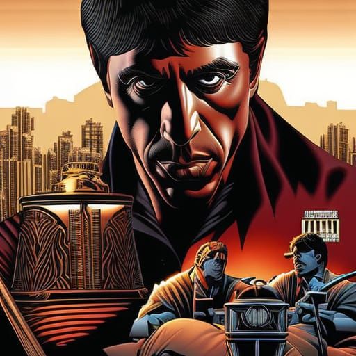 Tony Montana in Office: Comic Book Art Style