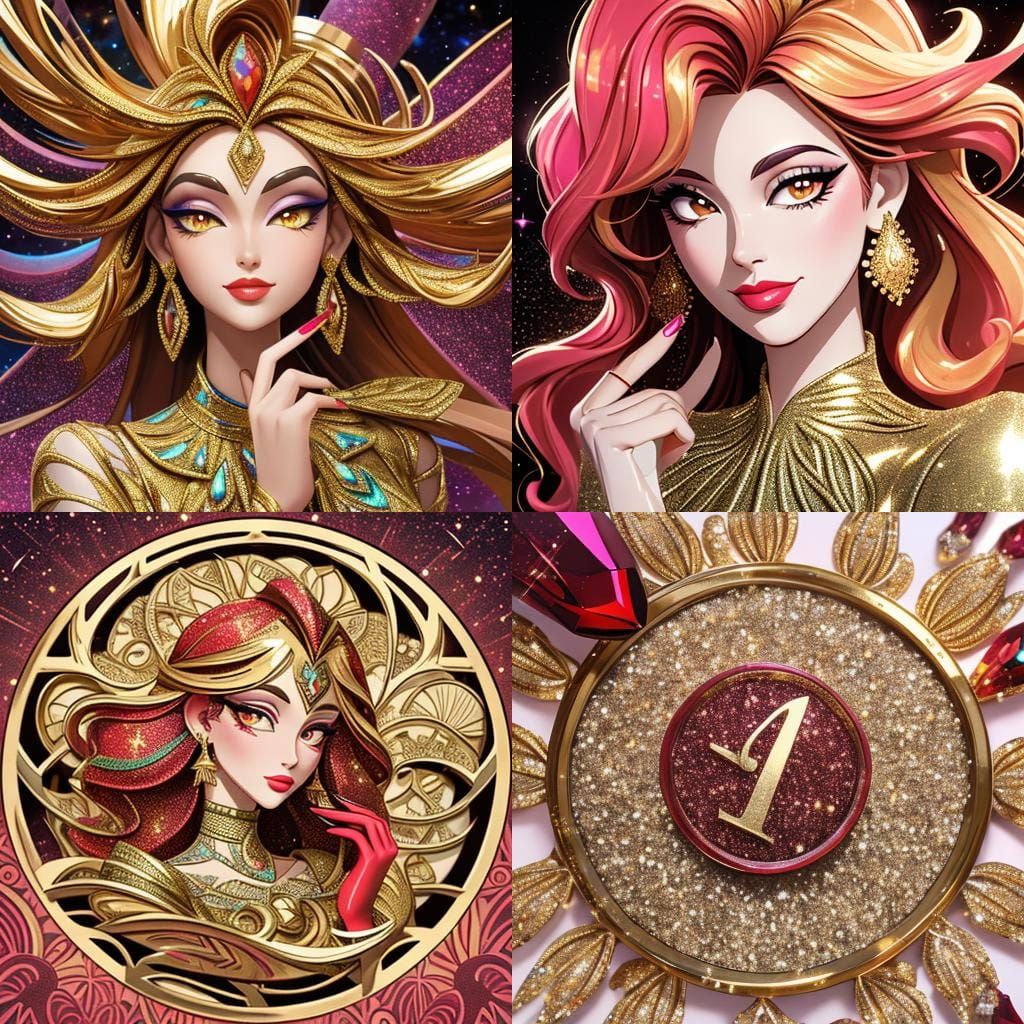 Glamorous Glitter Lipstick in Magazine Clipart Style