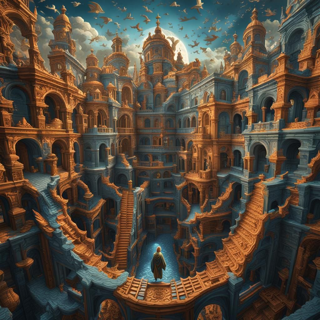 Angel in Detailed Matte Painting, Escher Style