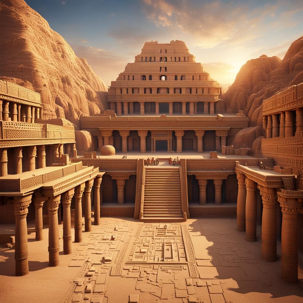 Mohenjo-daro Ancient City: Detailed Matte Painting