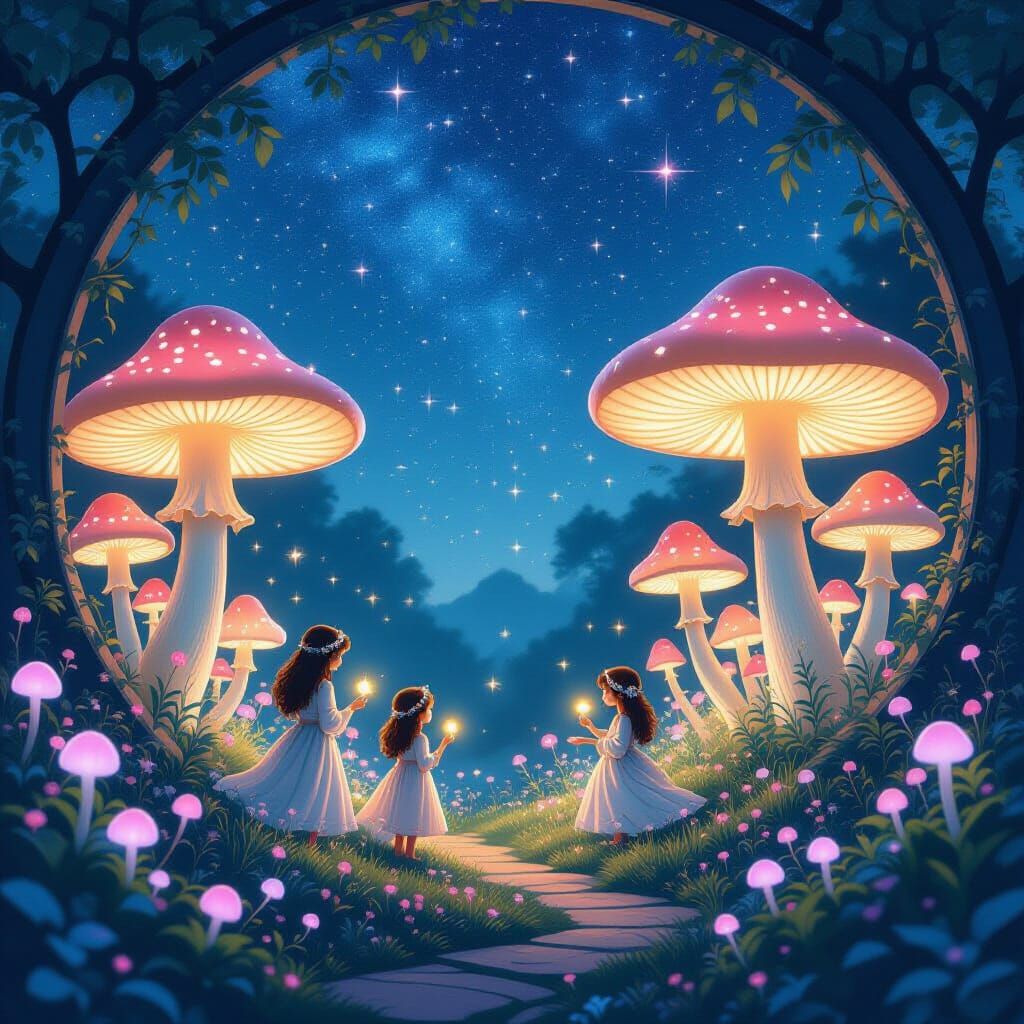 Ethereal Sprites in Bioluminescent Garden