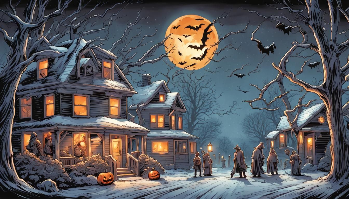 Halloween Christmas Fusion in Comic Book Style