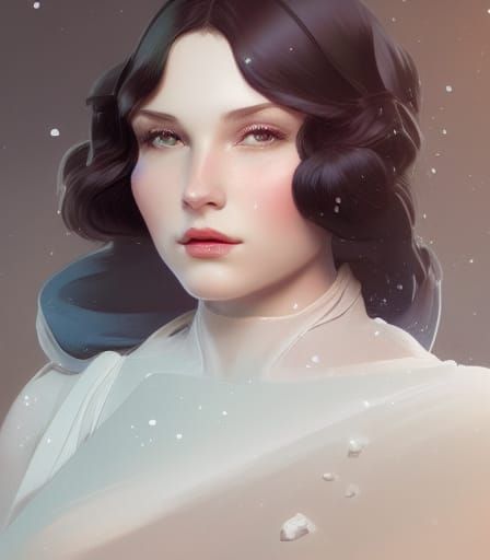 Snow White Portrait in Hyperdetailed Art Nouveau Style