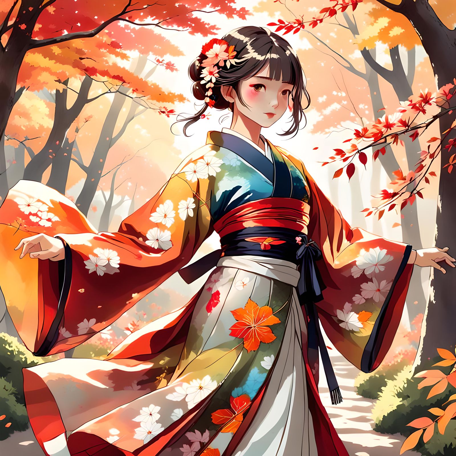 Mori Kei Fashion Portrait in Hyperrealistic Style