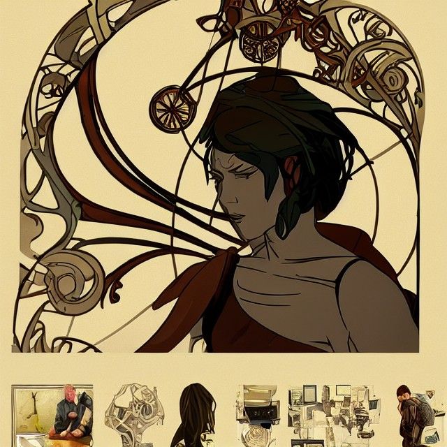 Art Nouveau Cel-Shaded Man at Work