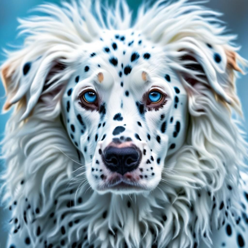 Spotted Husky Puppy in Winter Wilderness