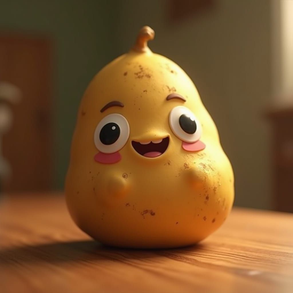 Adorable Cartoon Potato Character in Claymation Style