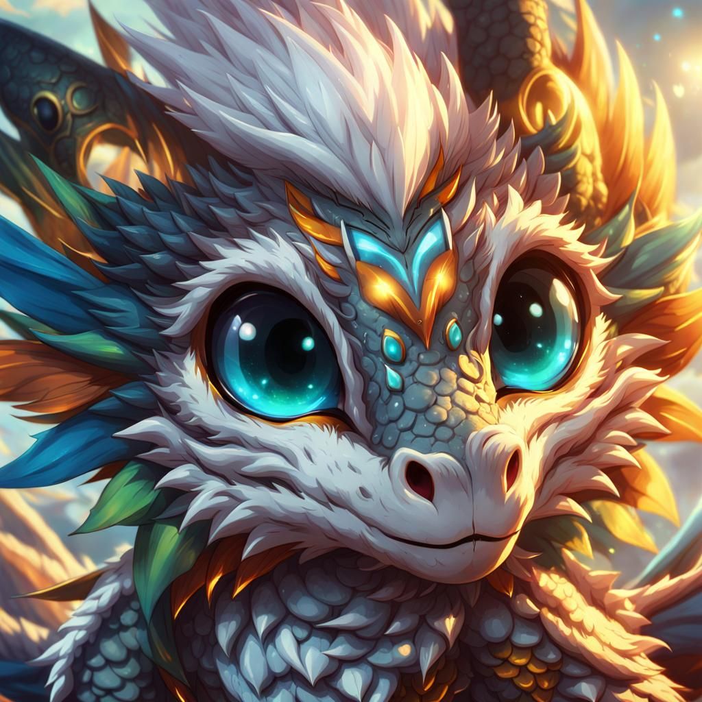 Cute Anime Dragon with Large Eyes