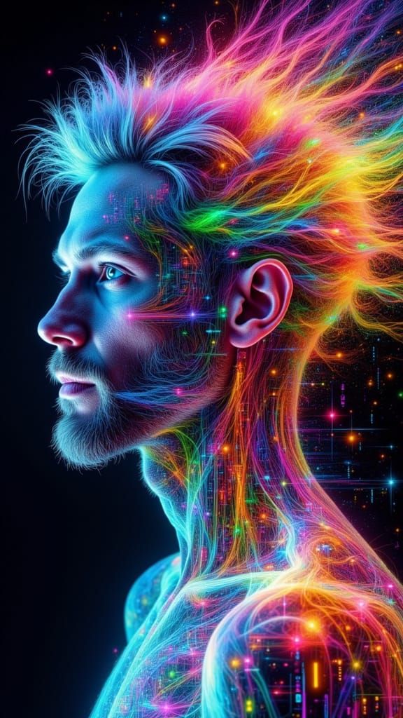 Surreal X-Ray Portrait of a Fairy Punk Man