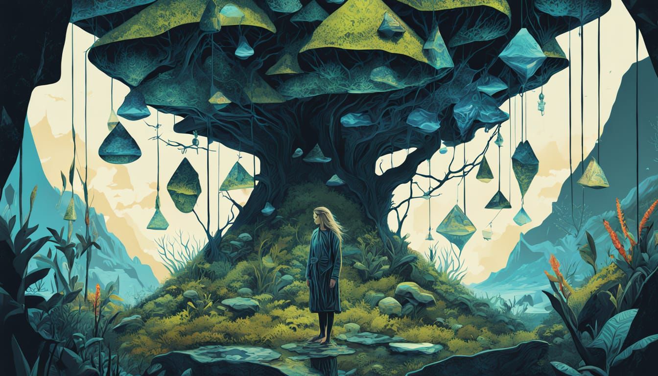 Dreamy Geode Nap in Bioluminescent Jungle