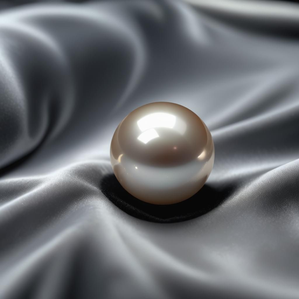 Luminous Pearl on Black Velvet: Hyper-Realistic Digital Art