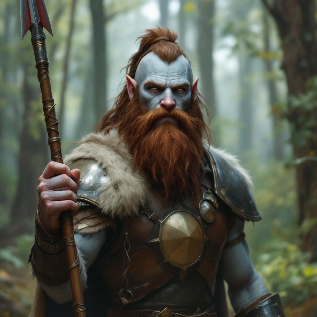Firbolg Warrior in Forest with Javelin