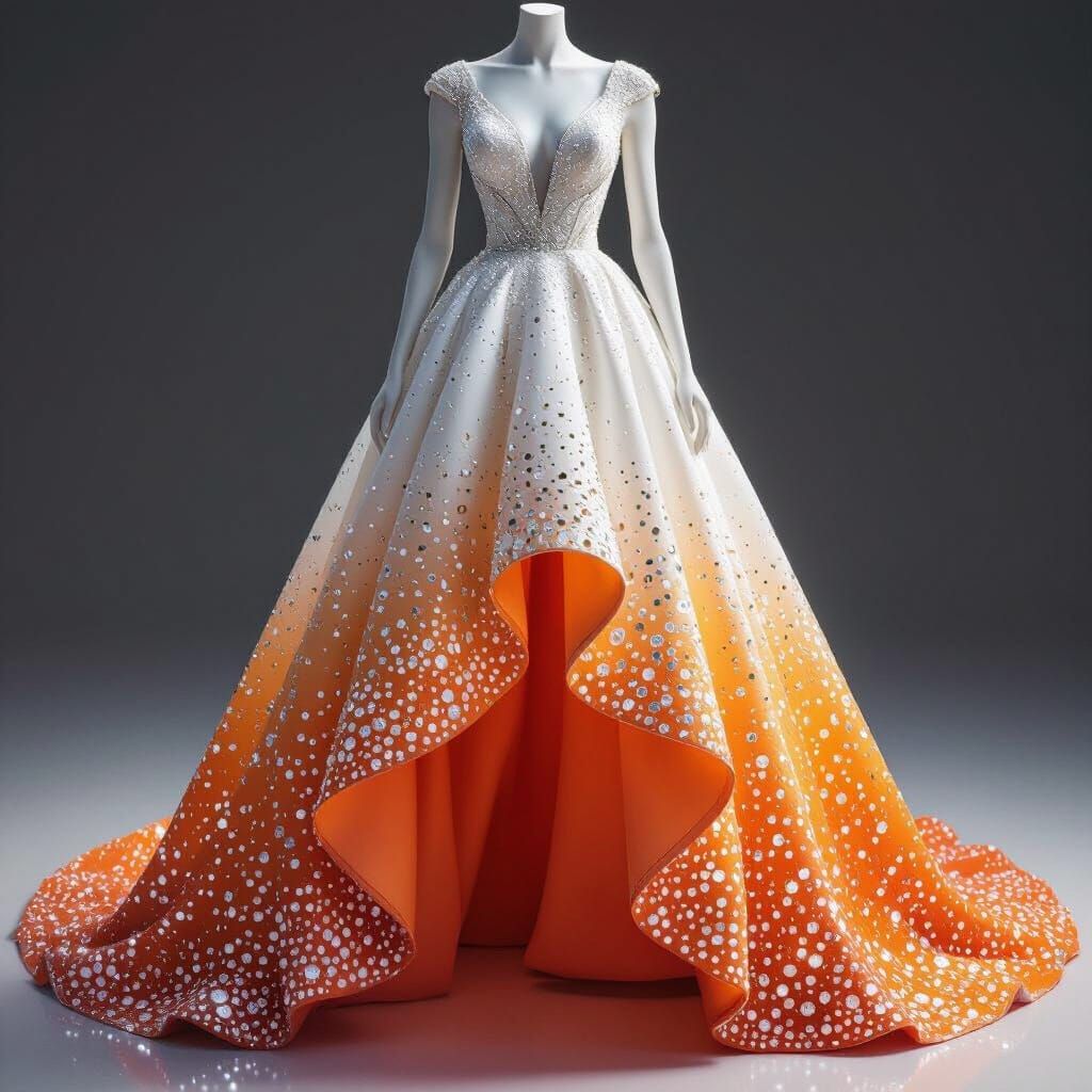 Ombré Orange Ballgown with Diamond Embellishments