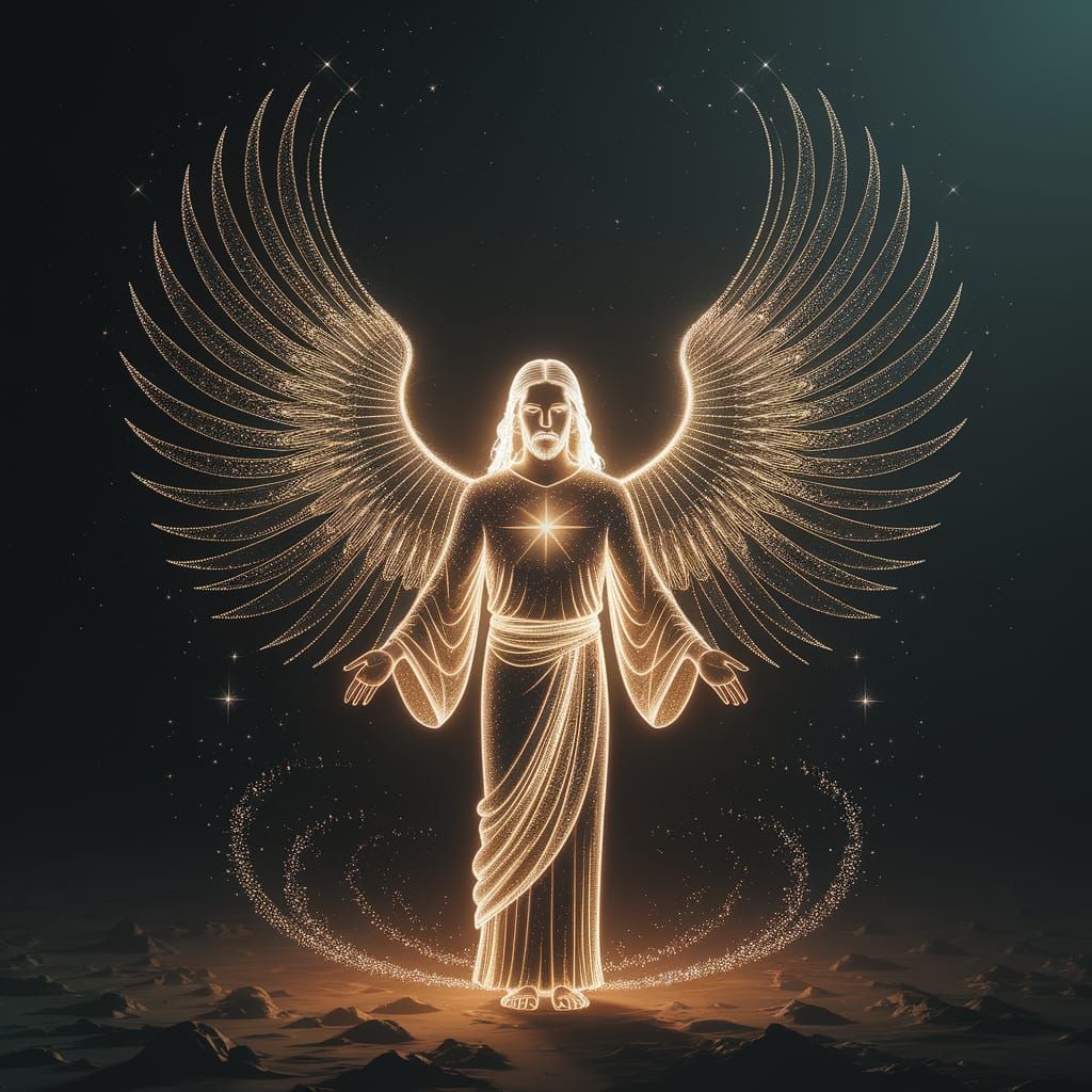 Radiant Golden Jesus Christ in a Galactic Space