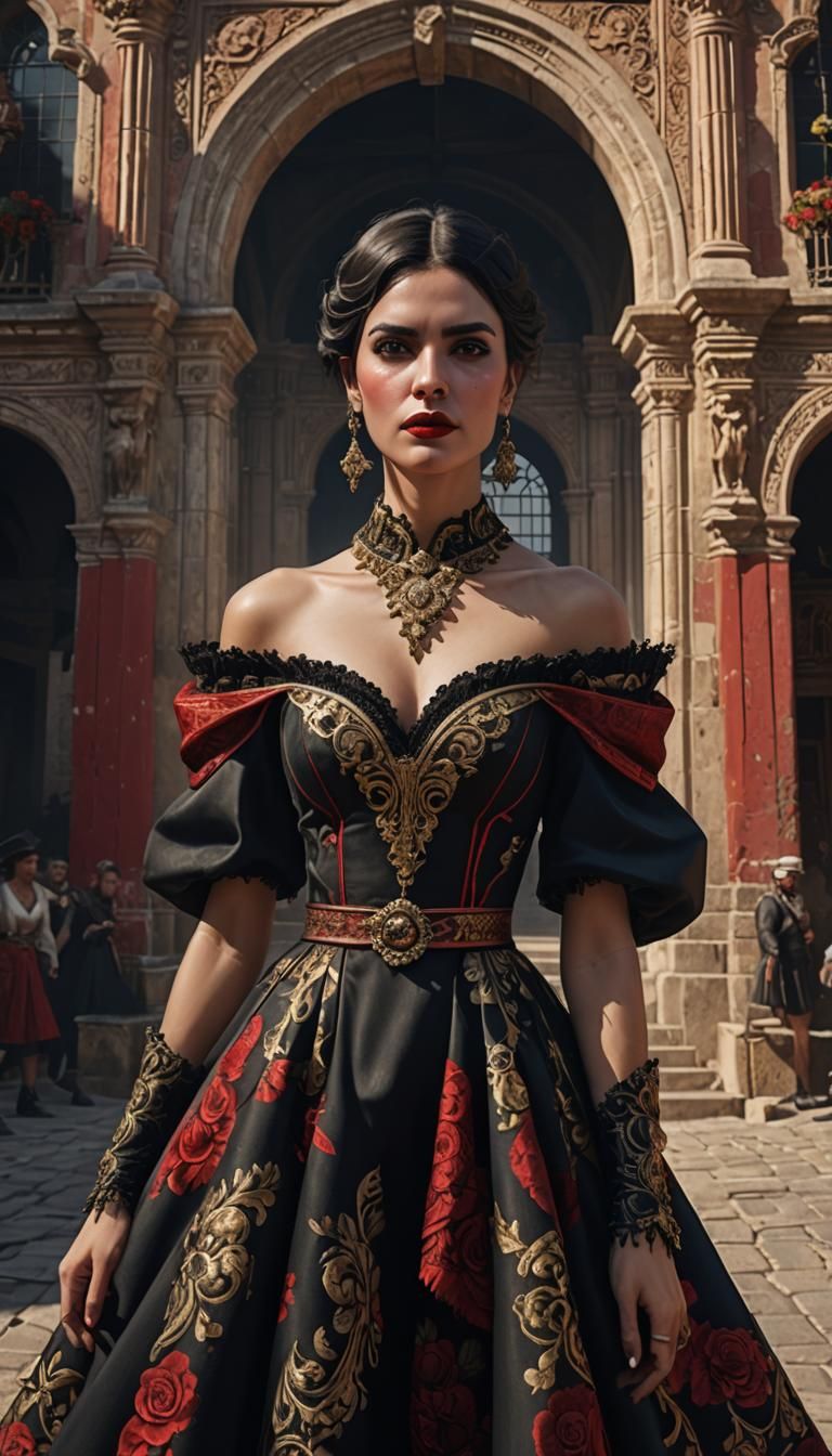 Gothic Spanish Beauty as Detailed Digital Painting