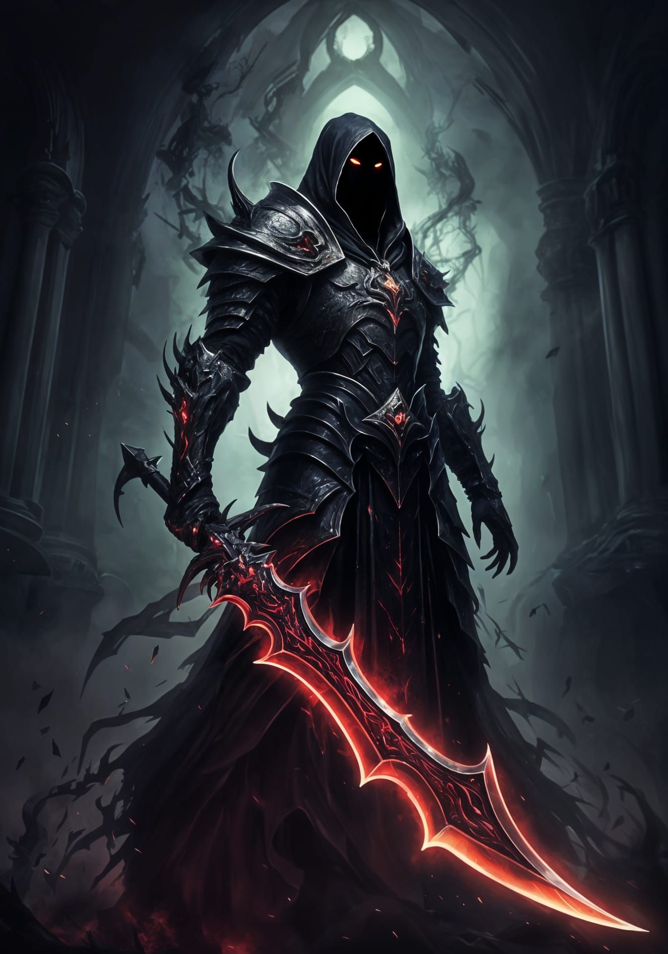 Detailed Shadow Blade Warlock in Hyperrealistic Style