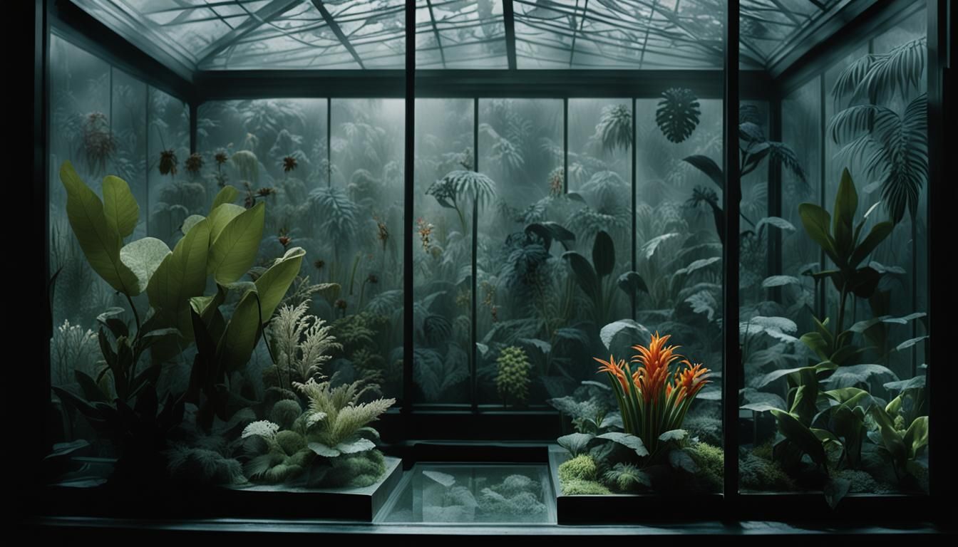 A film still of, Looking through frosted glass seen is vario...