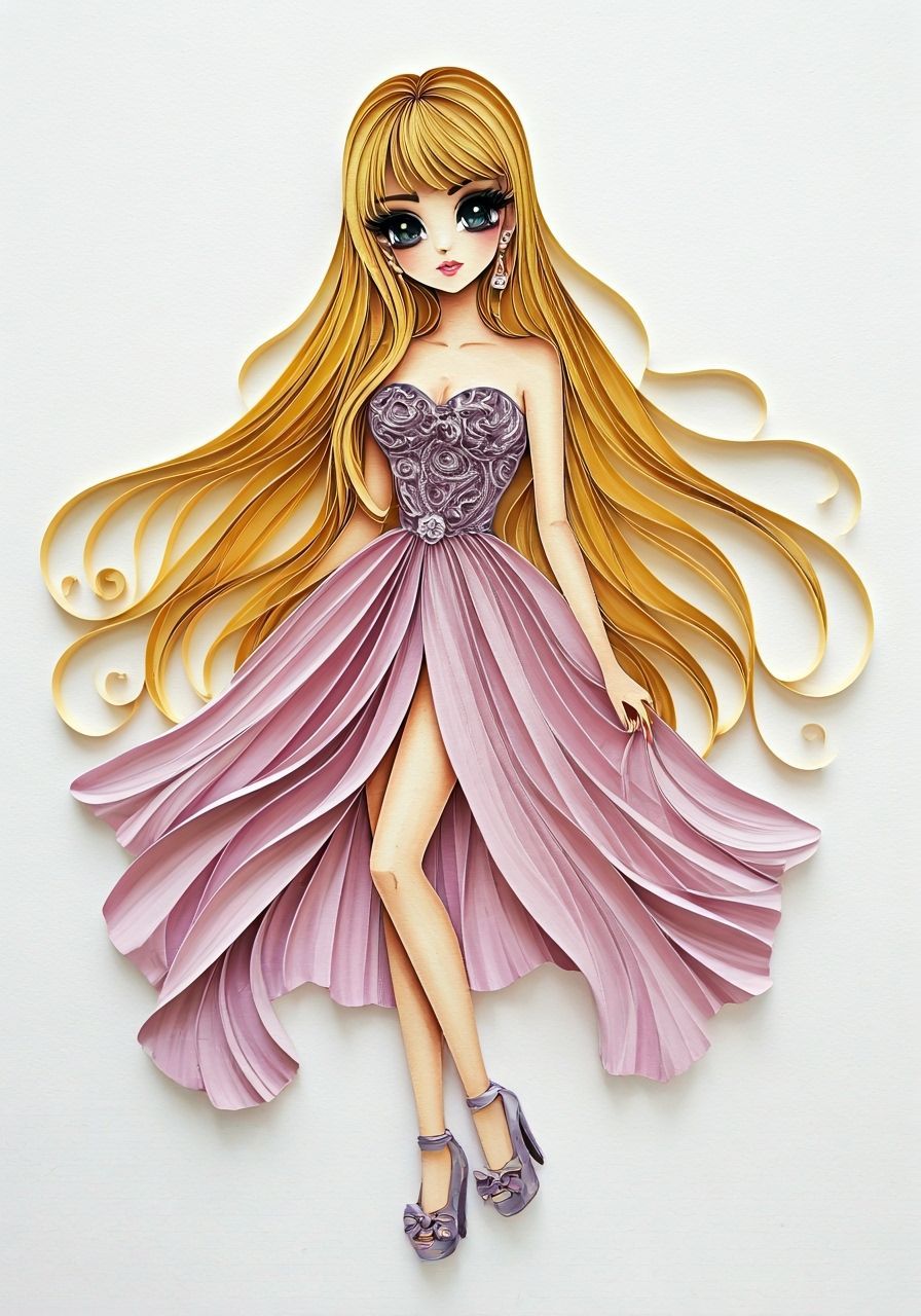 Quilling Paper-Craft Picture of a Blonde Girl