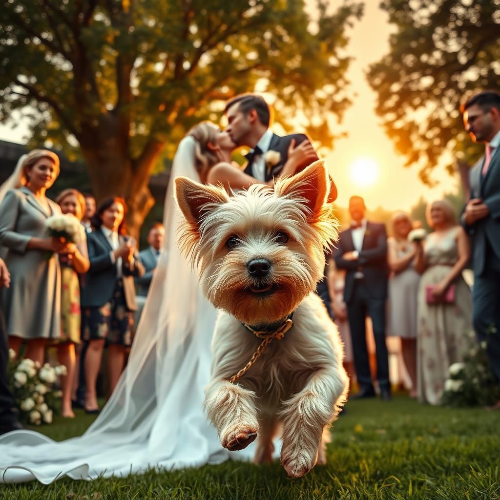 Dog Crashes Garden Wedding in Digital Art
