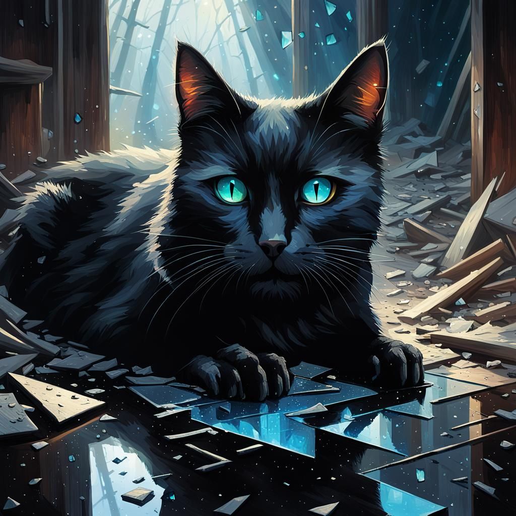 Dark Surrealism: Shattered Mirror, Black Cat, Number 13