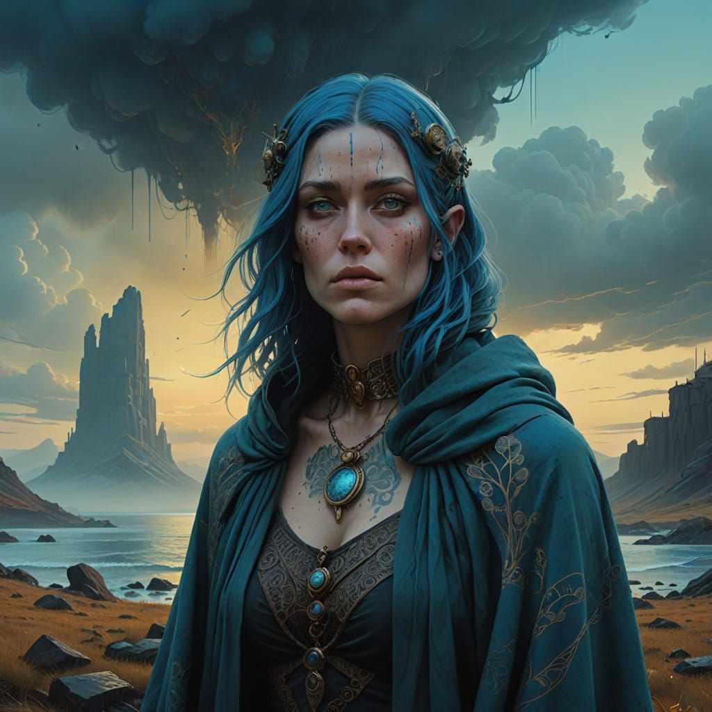 Tattooed Goddess in Ethereal Splendor