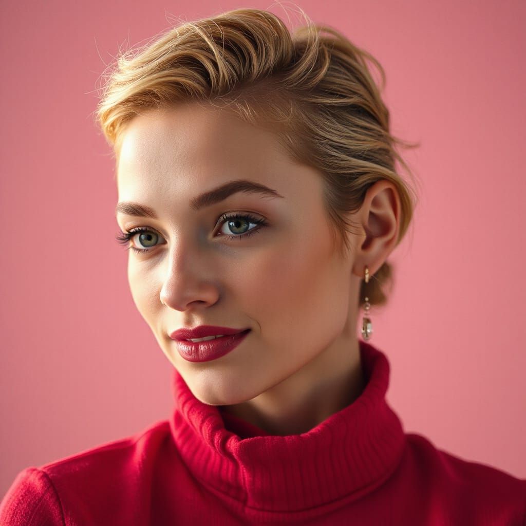 Elegant Blonde Woman in Pink Lace Vogue Cover