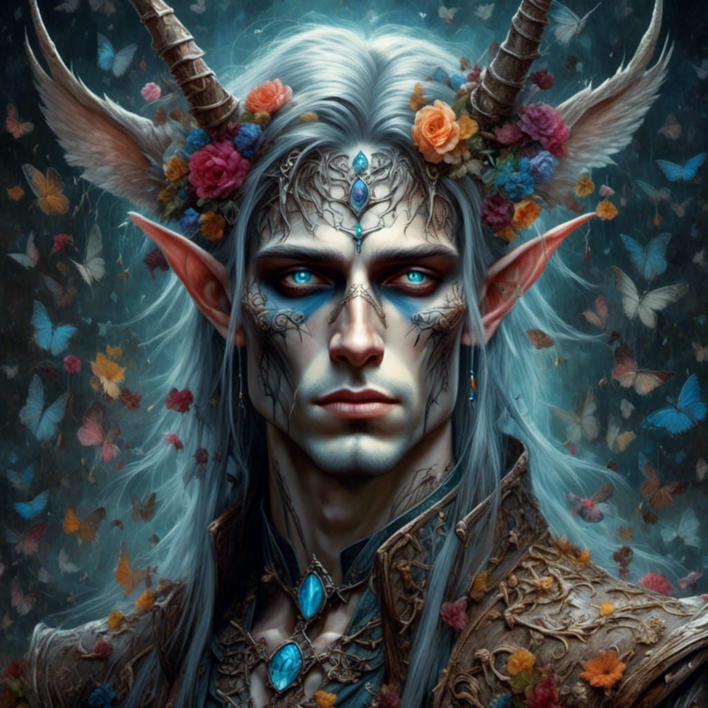 Gothic Elven Horror Character in Graffiti Art