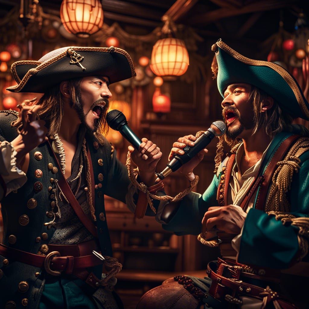 Pirates Sing Karaoke in Kawaii Japanese Style