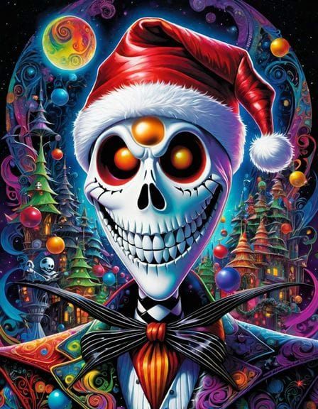 Psychedelic Jack Skellington as Santa Claus