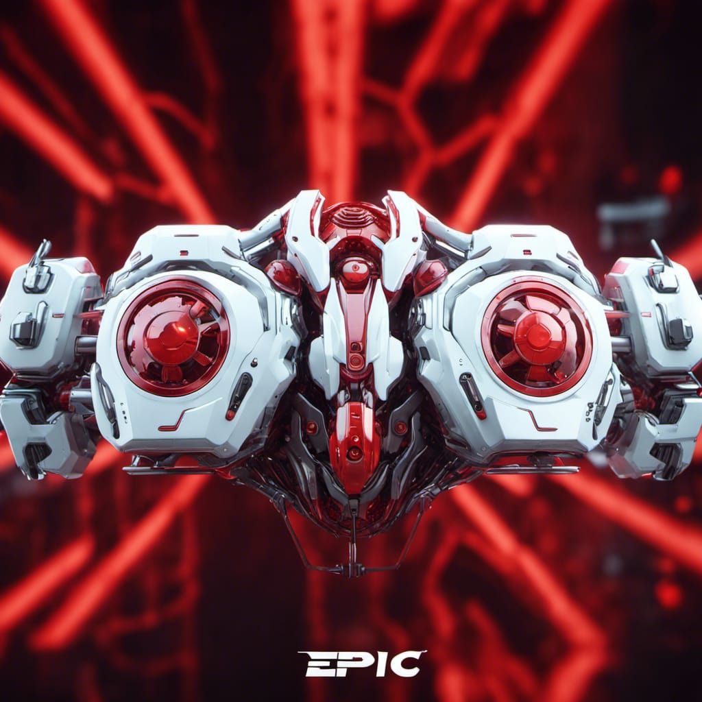 Red Mechanical Covid Monster in Sci-Fi Style