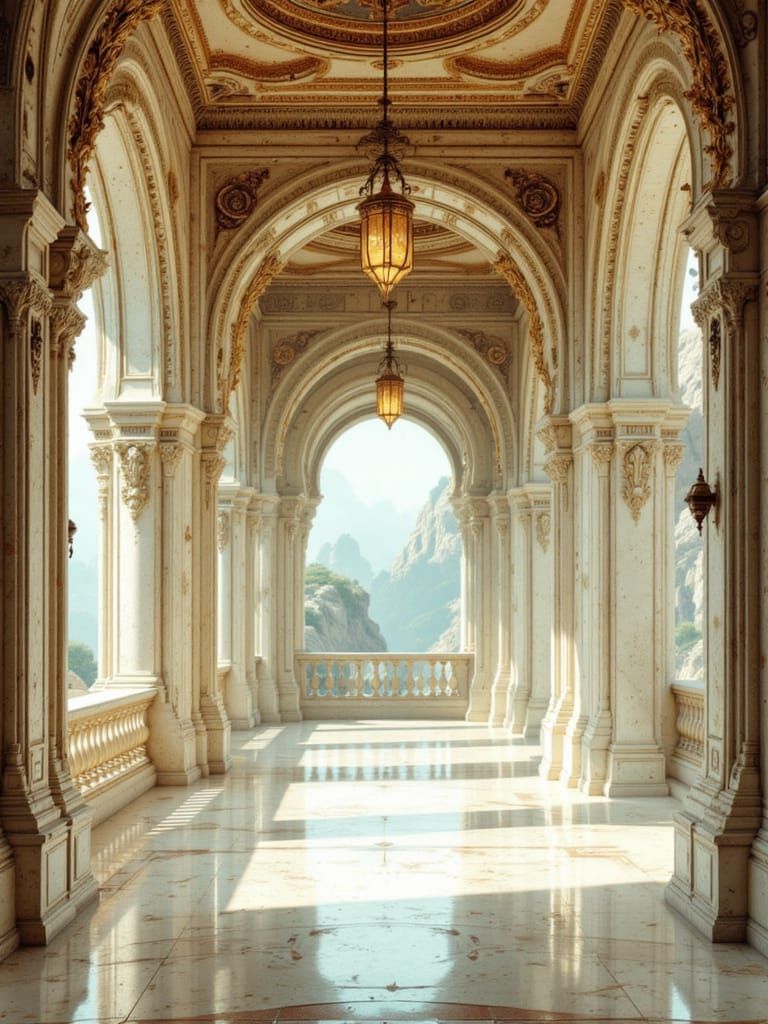 Castle Hallway Overlooking Magical Kingdom