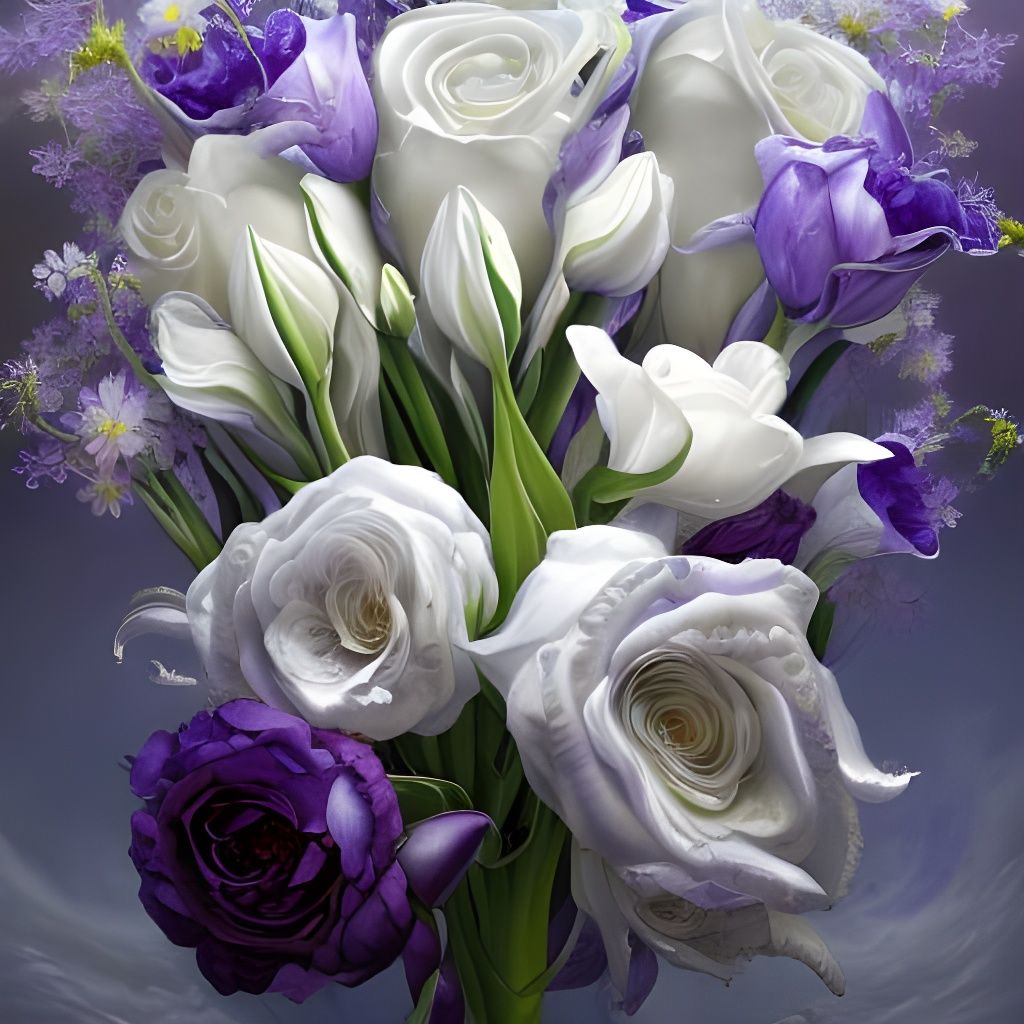 Hyperdetailed Bouquet: Summer Meets Winter in Fantasy Art