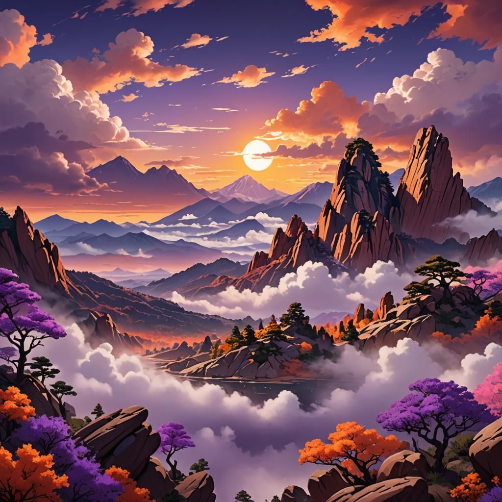 Garden of the Gods in Ukiyo-e Style