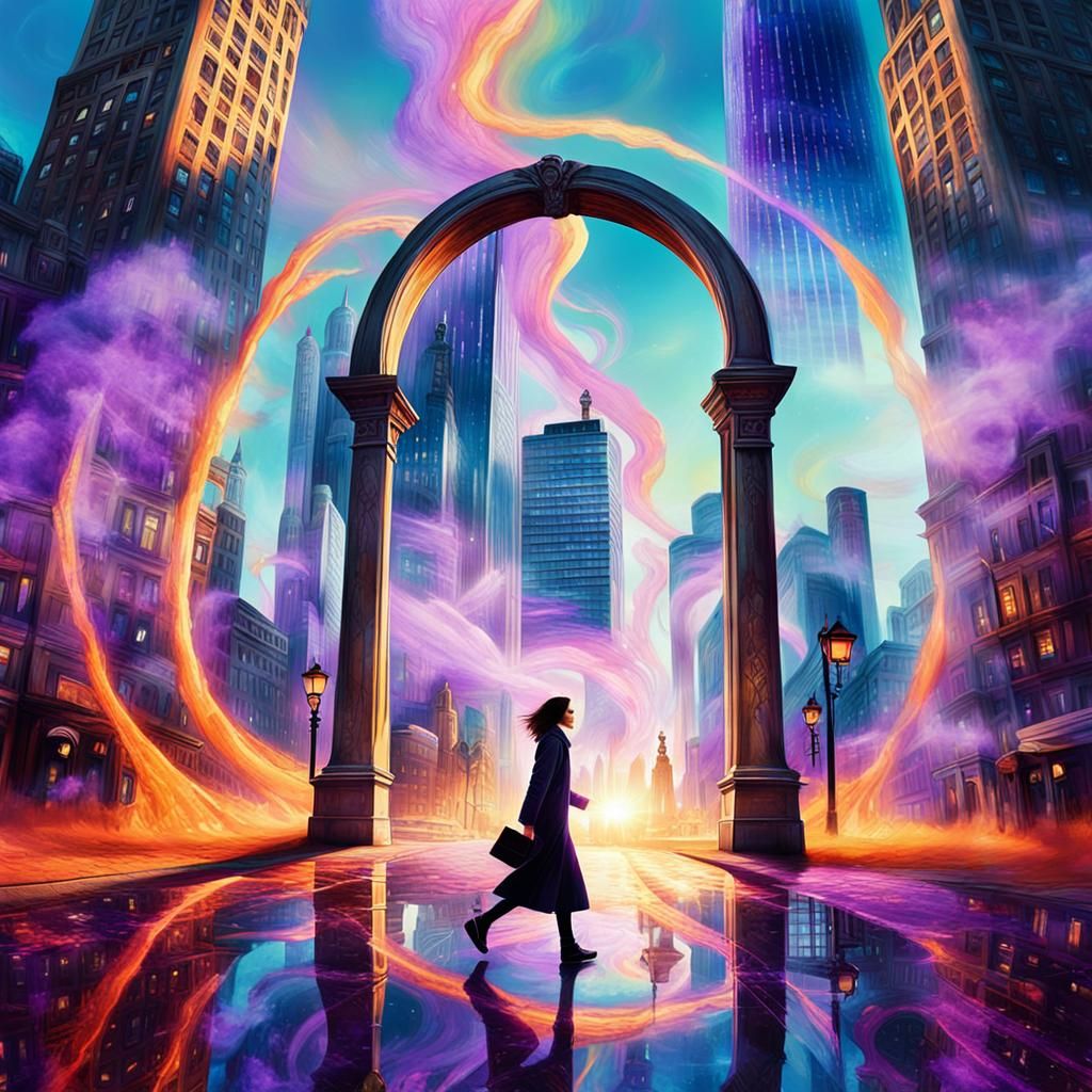 Surreal Portal Opens in Cityscape Digital Art