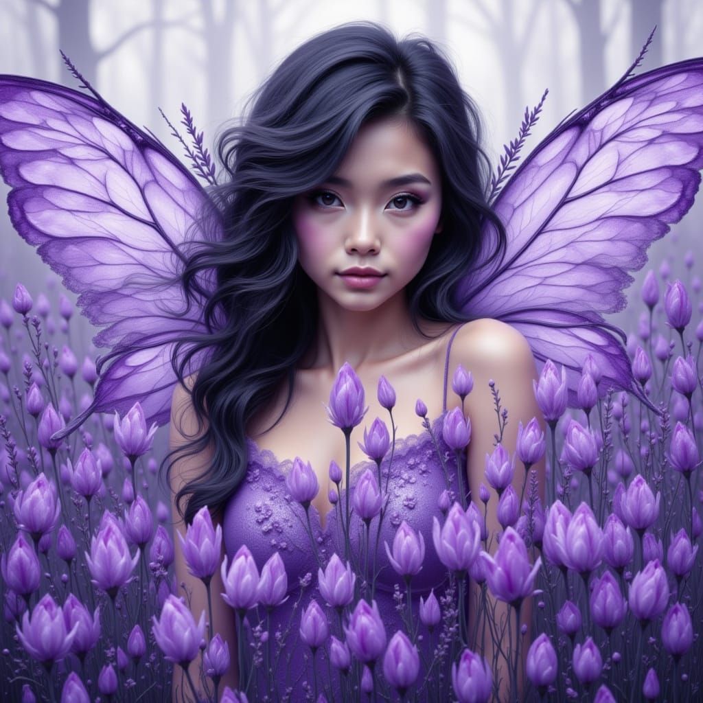 Fading Fairy Portrait in Wisteria Blooms