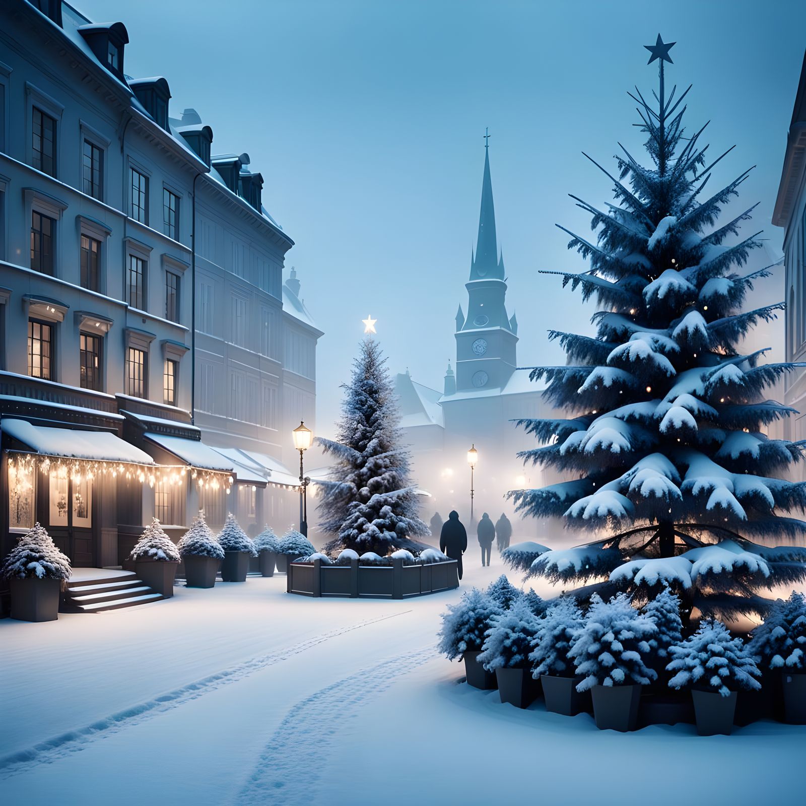 Elegant Silver and Grey Christmas Scene