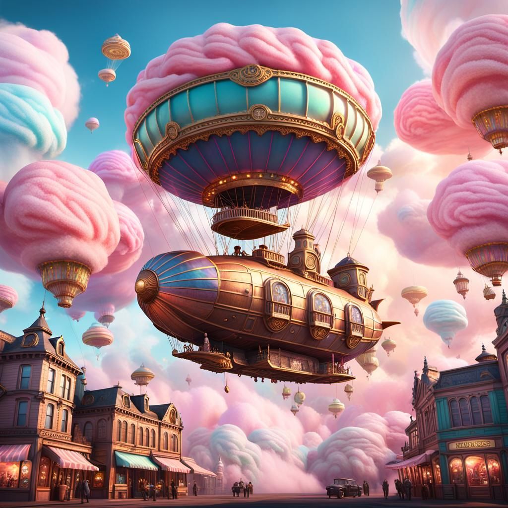 Majestic Donut Shop Airship in Steampunk Style