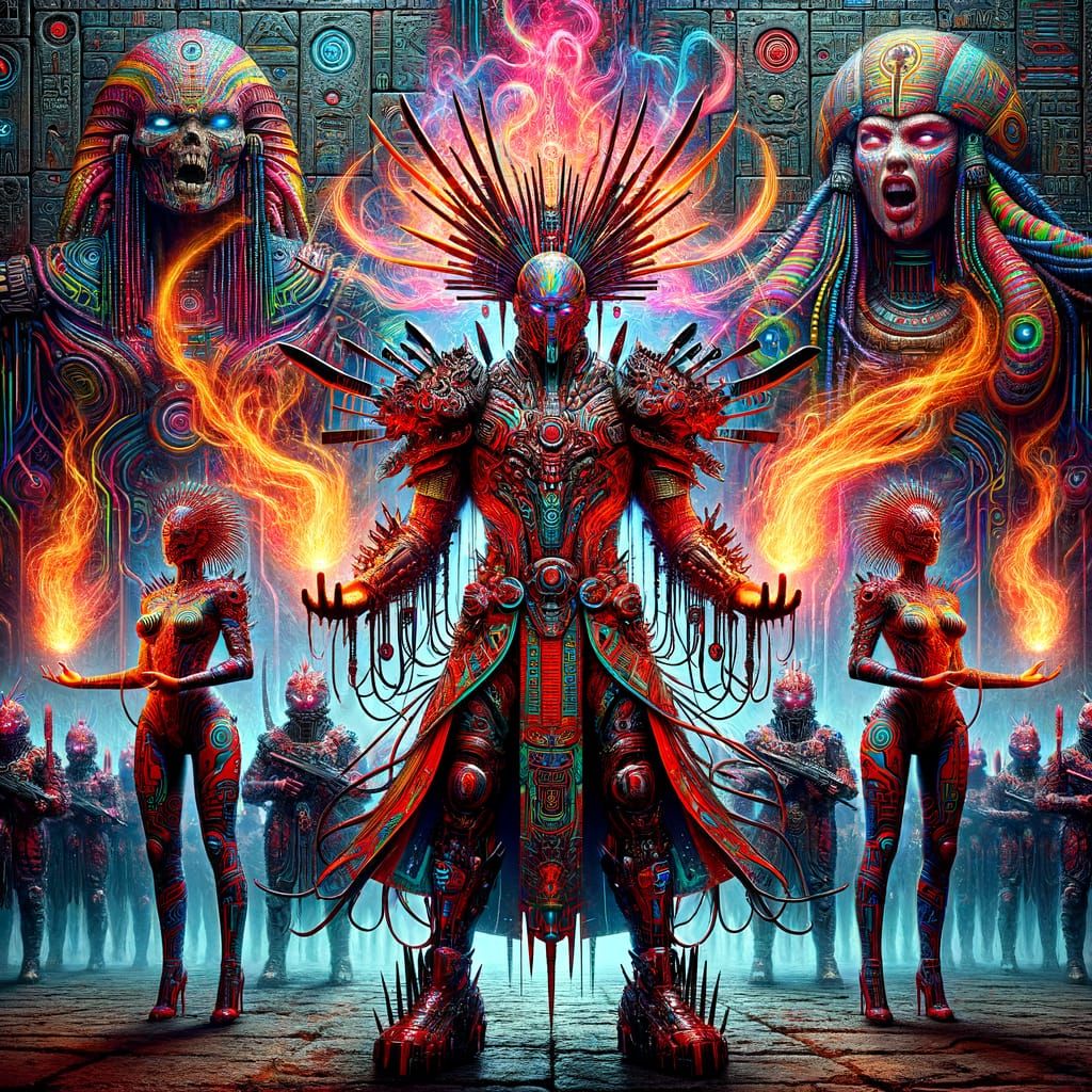 Post-Apocalyptic Warlord with Fiery Hands in 8K