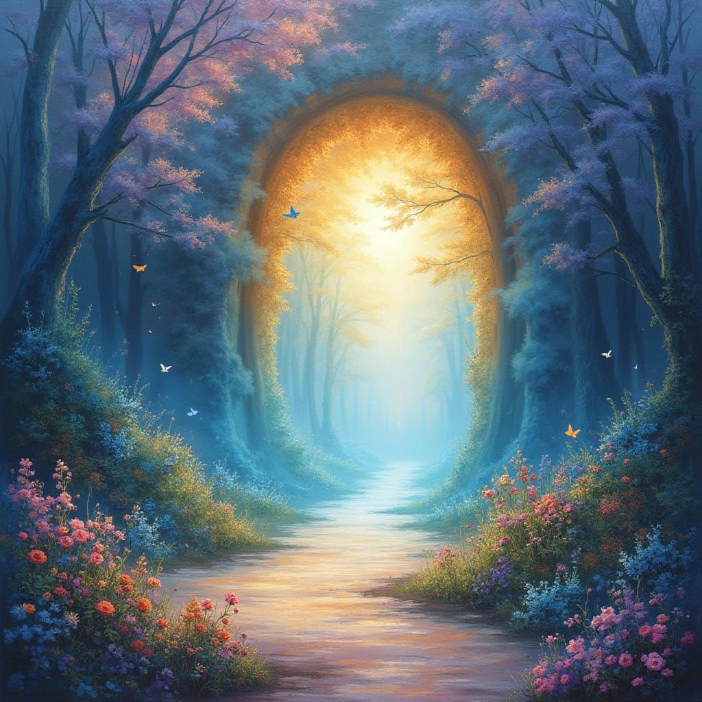 Ethereal Portal to the Happy Hunting Ground in Gouache