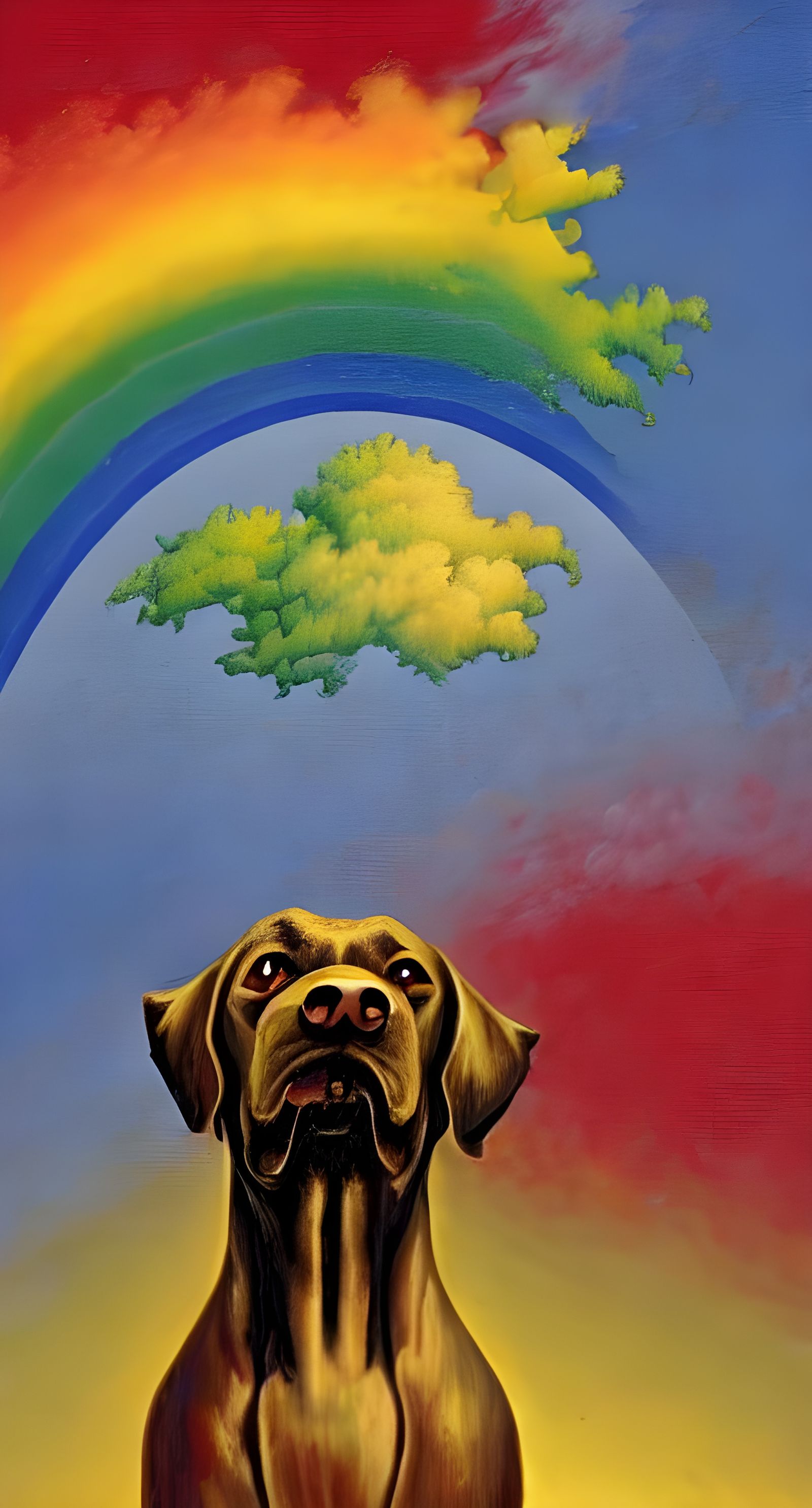 Dog Gazes at Rainbow: A Surreal Painting