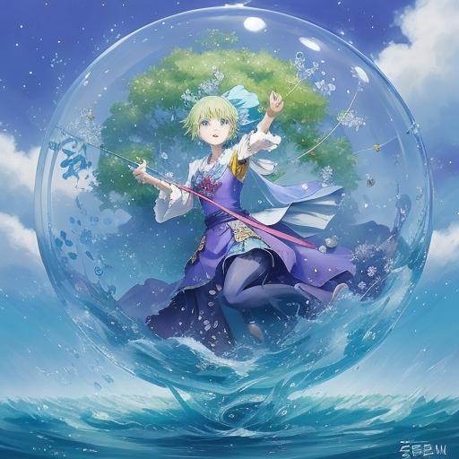 Glistening Dew Drops in Anime Key Visual Style