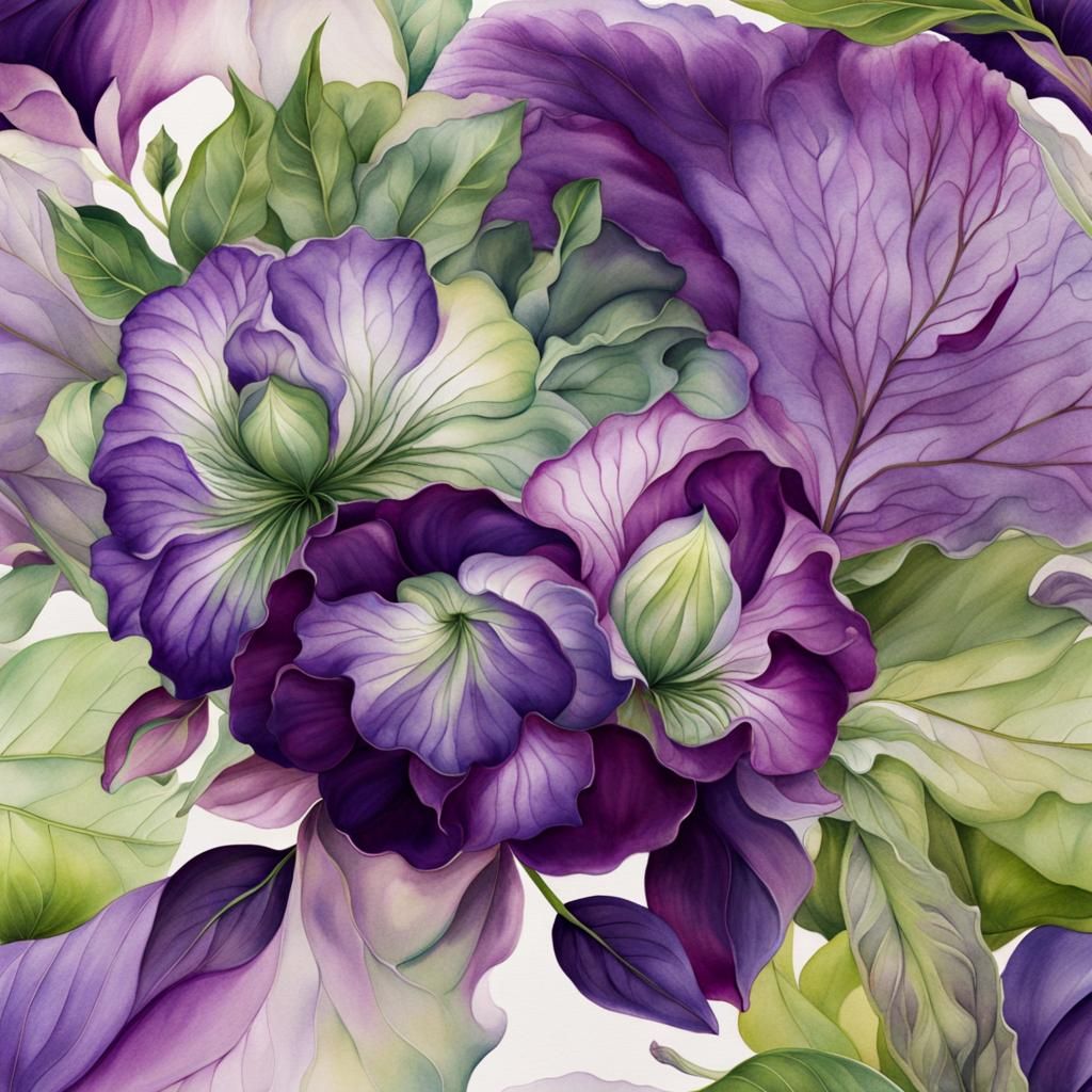 Spectacular Purple Flower in Watercolor Technique