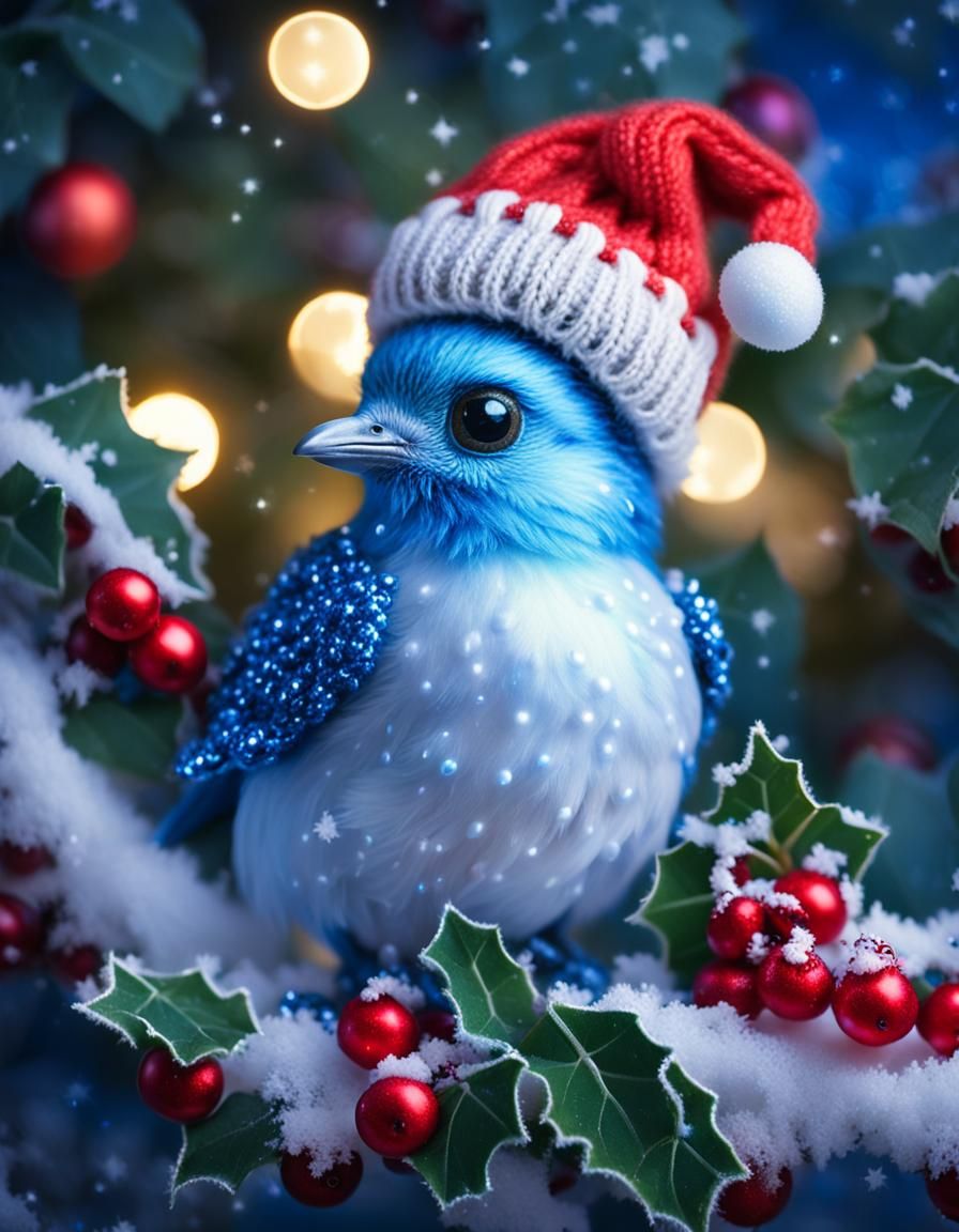 Christmas Fantasy Bird with Pearlescent Feathers