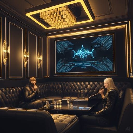 Electric Nightlife in a Futuristic Art Studio