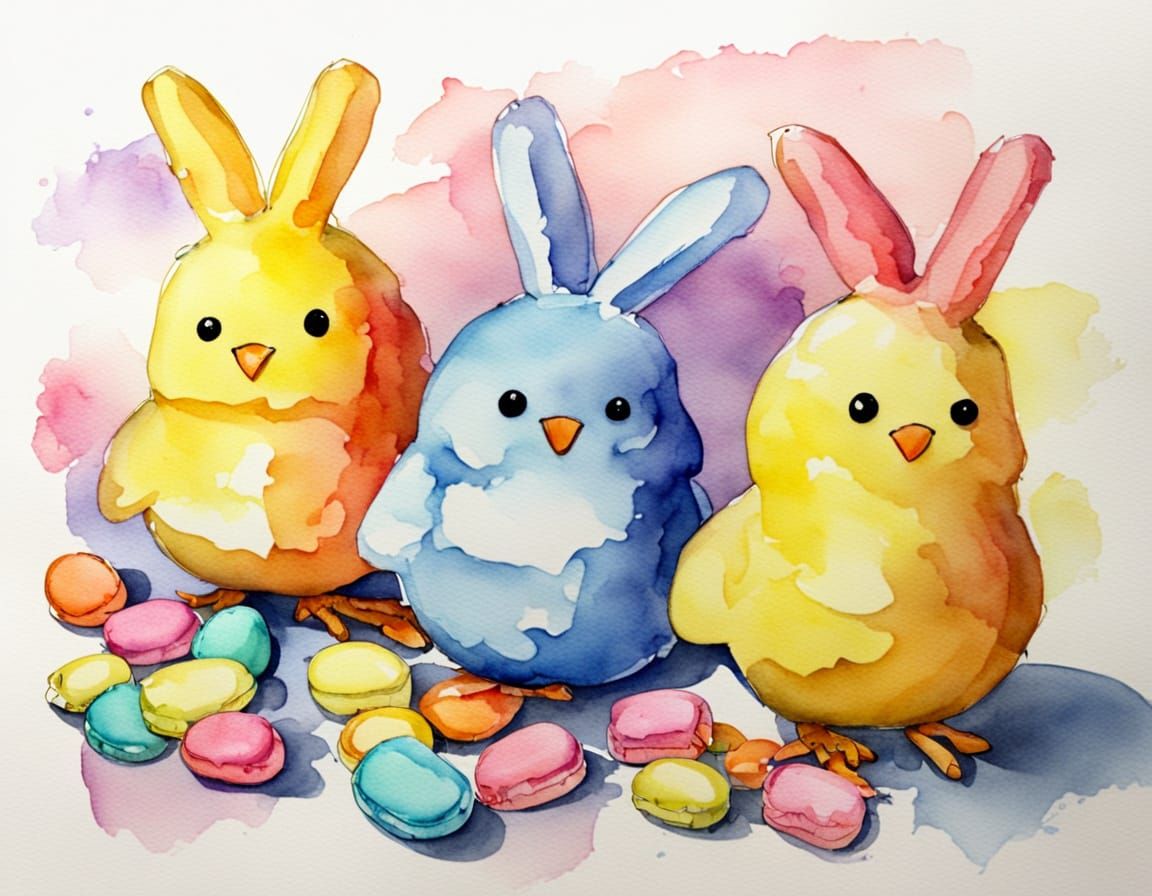 Vibrant Watercolor Peeps