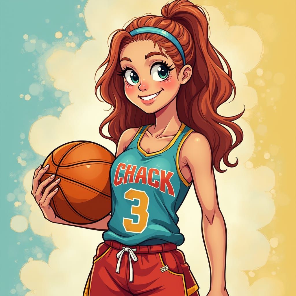 Toon-Style Portrait of Teenage Caitlin Clark