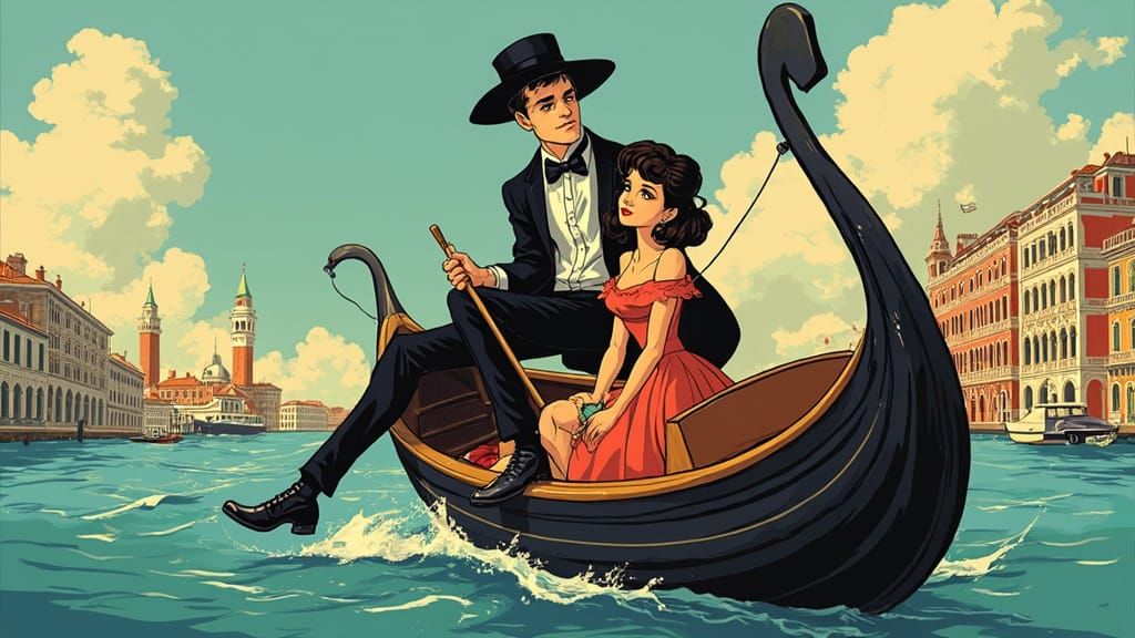 Corto Maltese's Venetian Adventure in Comic Book Style