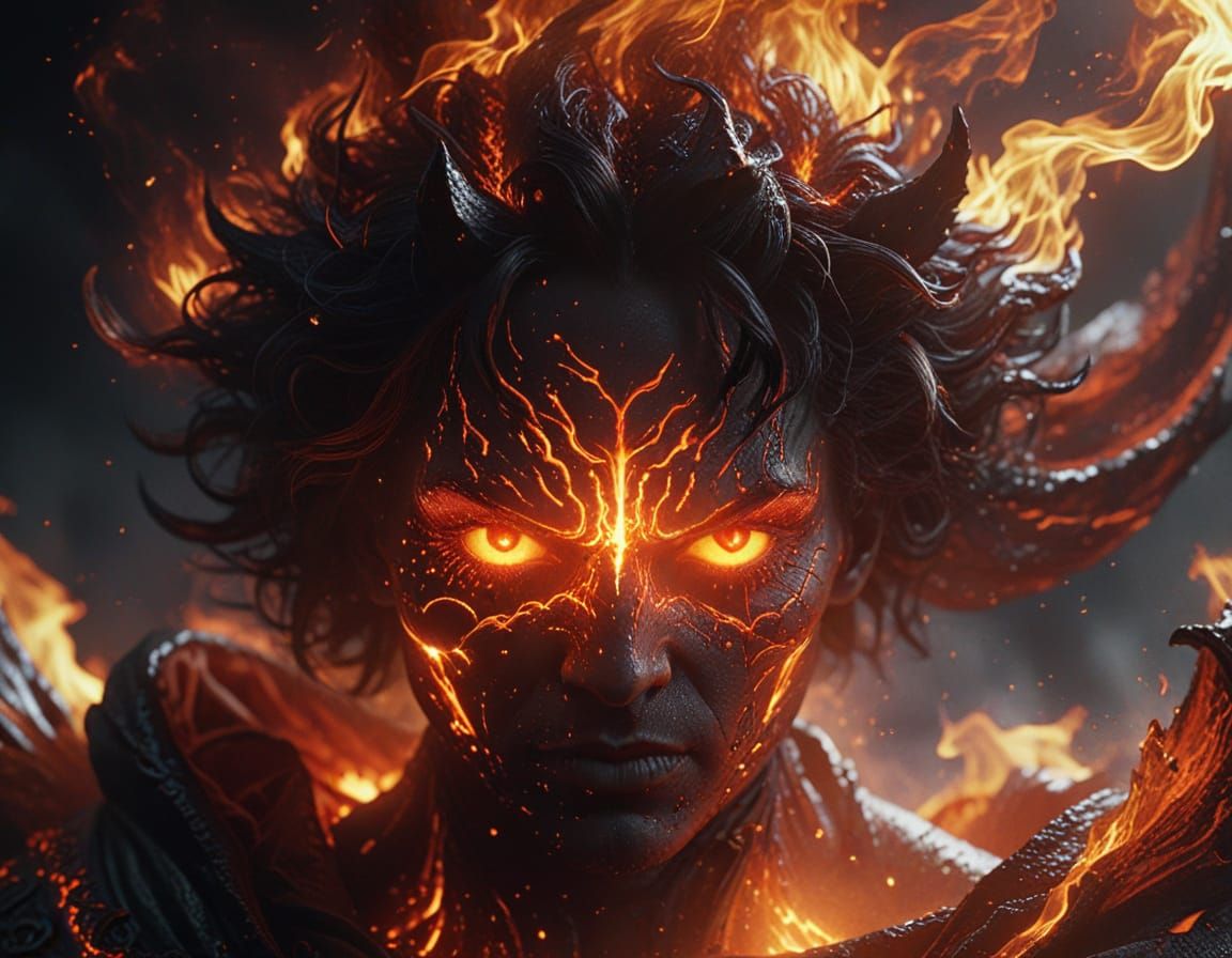 Gothic Devil in Fiery Haze