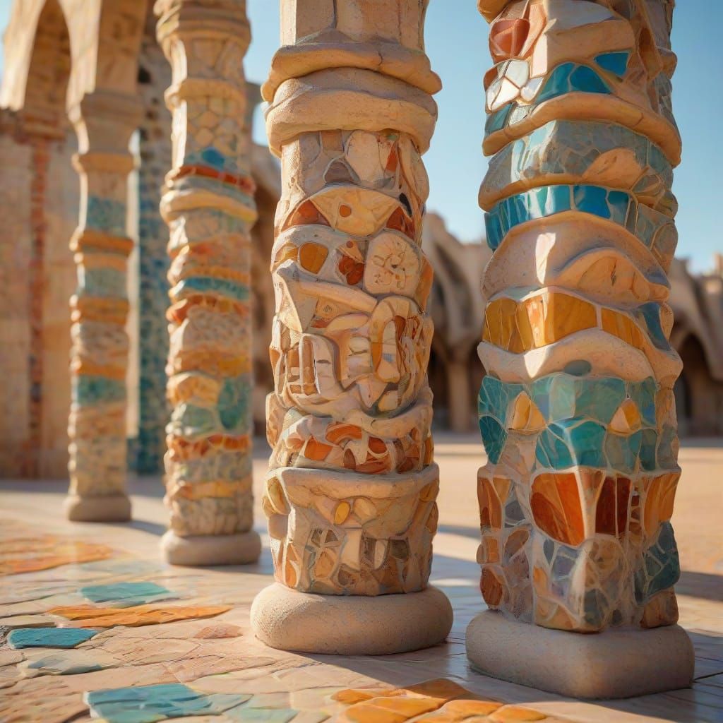 Gaudi-Inspired Surreal Altar With Twisted Stone Columns