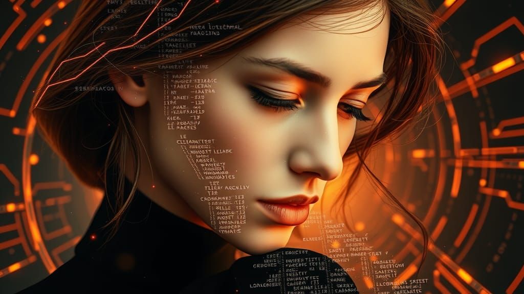 Digital Disintegration: Glitch Art Portrait of a Woman